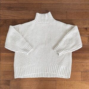 Anthropologie Cream Ribbed Turtleneck Sweater